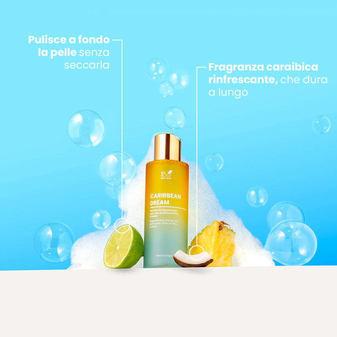 Caribbean Dream - Detergente Corpo Rigenerante con note esotiche di Pina Colada | Eco Bio Boutique