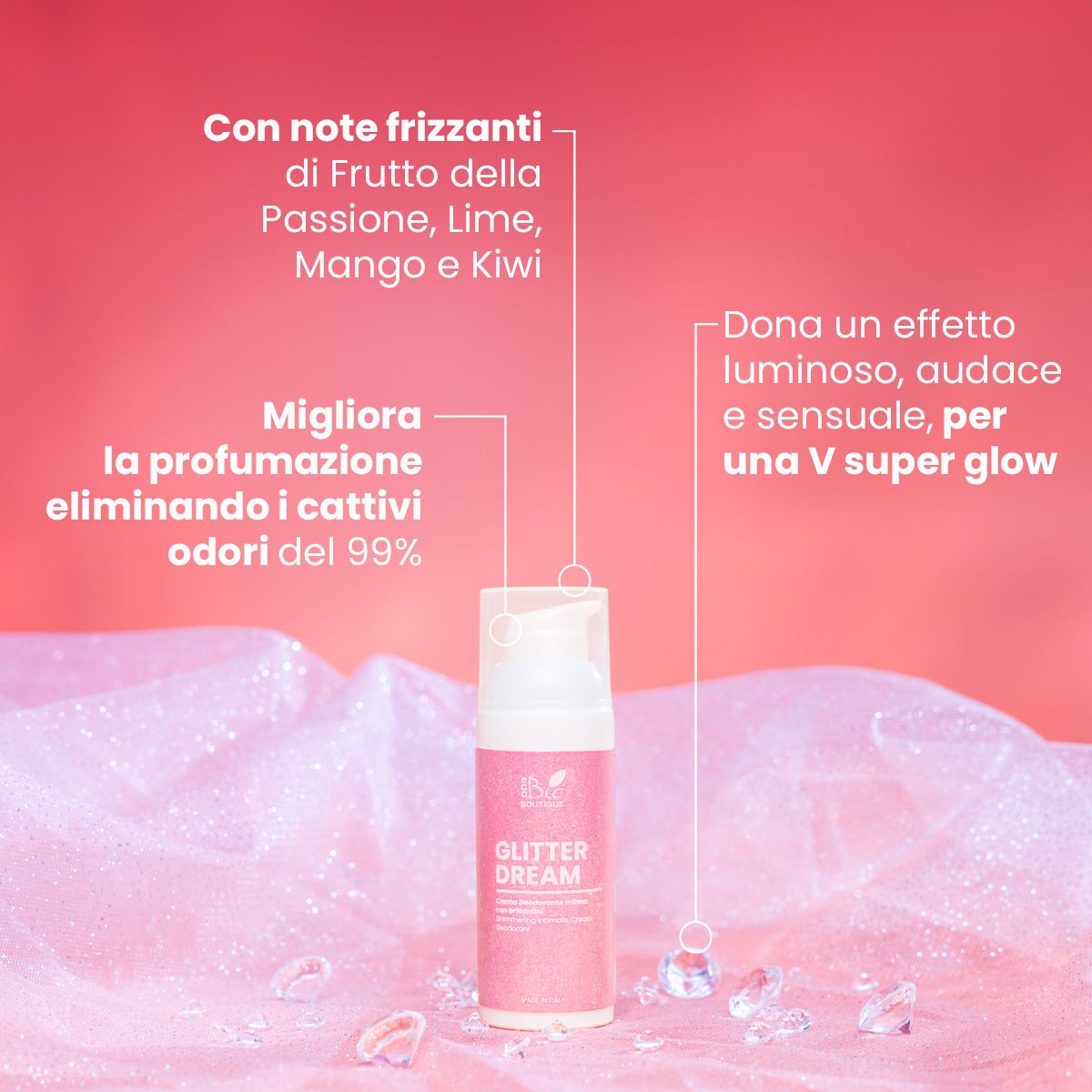 Glitter Dream - Crema Intima con brillantini e irresistibili note tropicali | Eco Bio Boutique