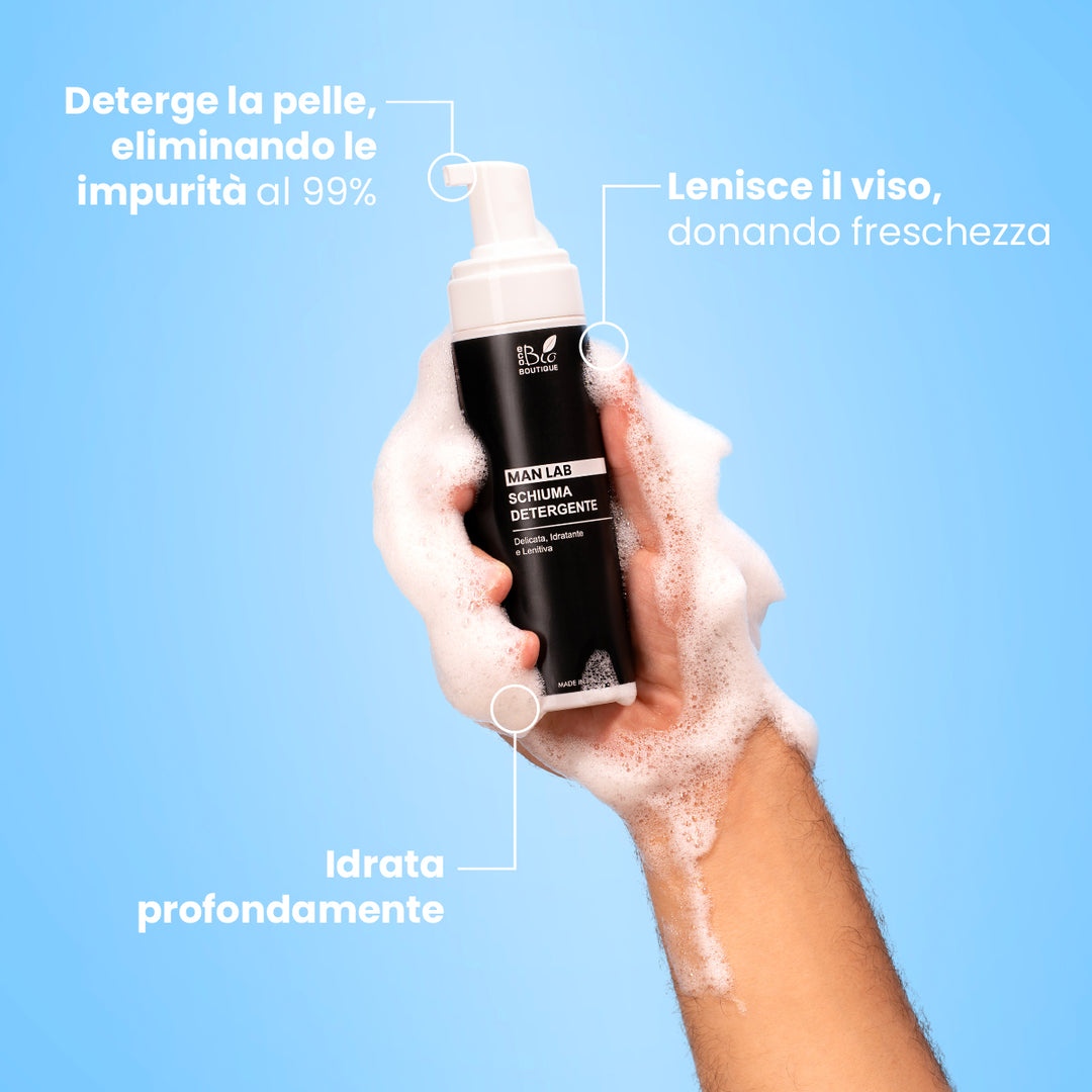 Schiuma Detergente Uomo - Delicata, Idratante, Lenitiva | Eco Bio Boutique